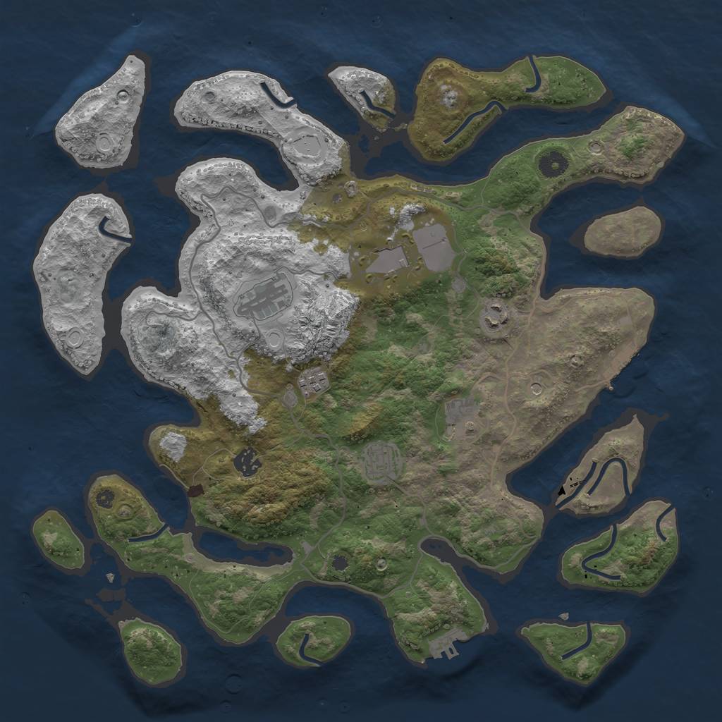 Rust Map: Procedural Map, Size: 4000, Seed: 14835, 15 Monuments