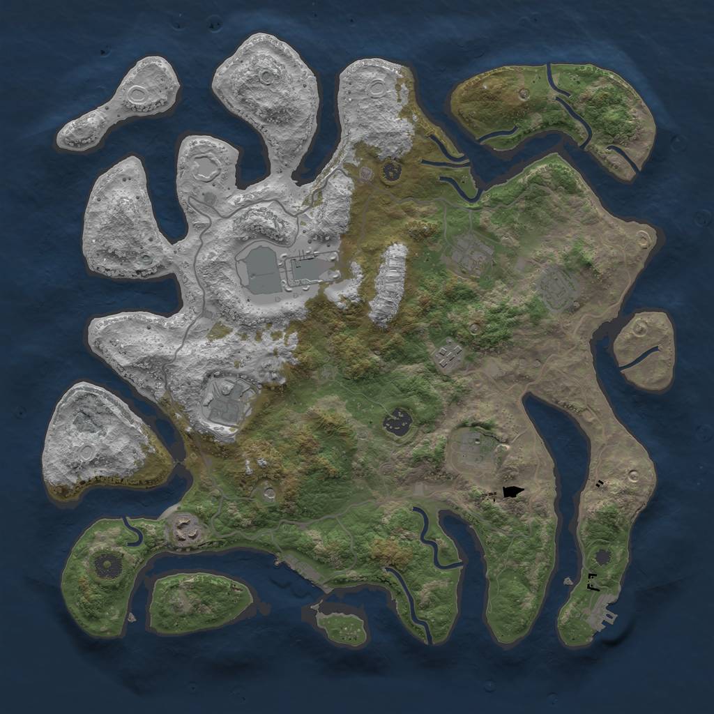 Rust Map: Procedural Map, Size: 4000, Seed: 972619, 16 Monuments