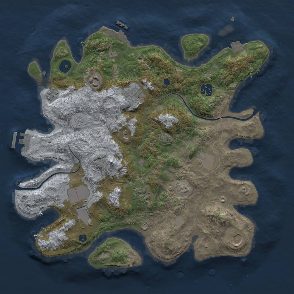 Rust Map: Procedural Map, Size: 3600, Seed: 41009, 14 Monuments