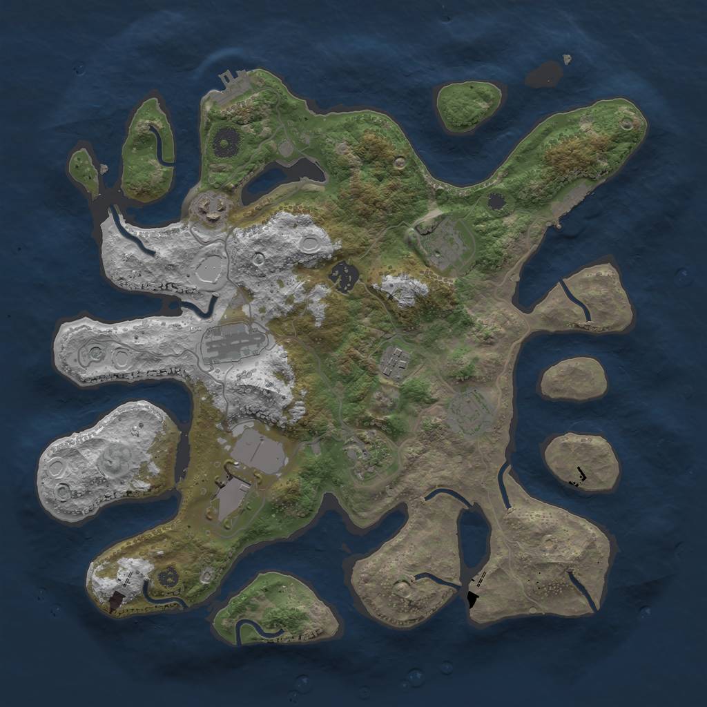 Rust Map: Procedural Map, Size: 3600, Seed: 41009, 16 Monuments