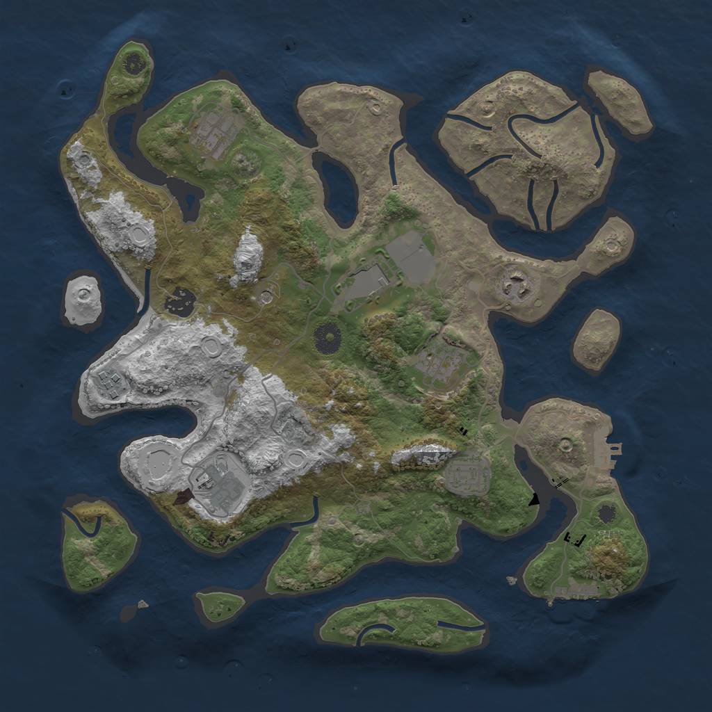 Rust Map: Procedural Map, Size: 3600, Seed: 21009, 16 Monuments