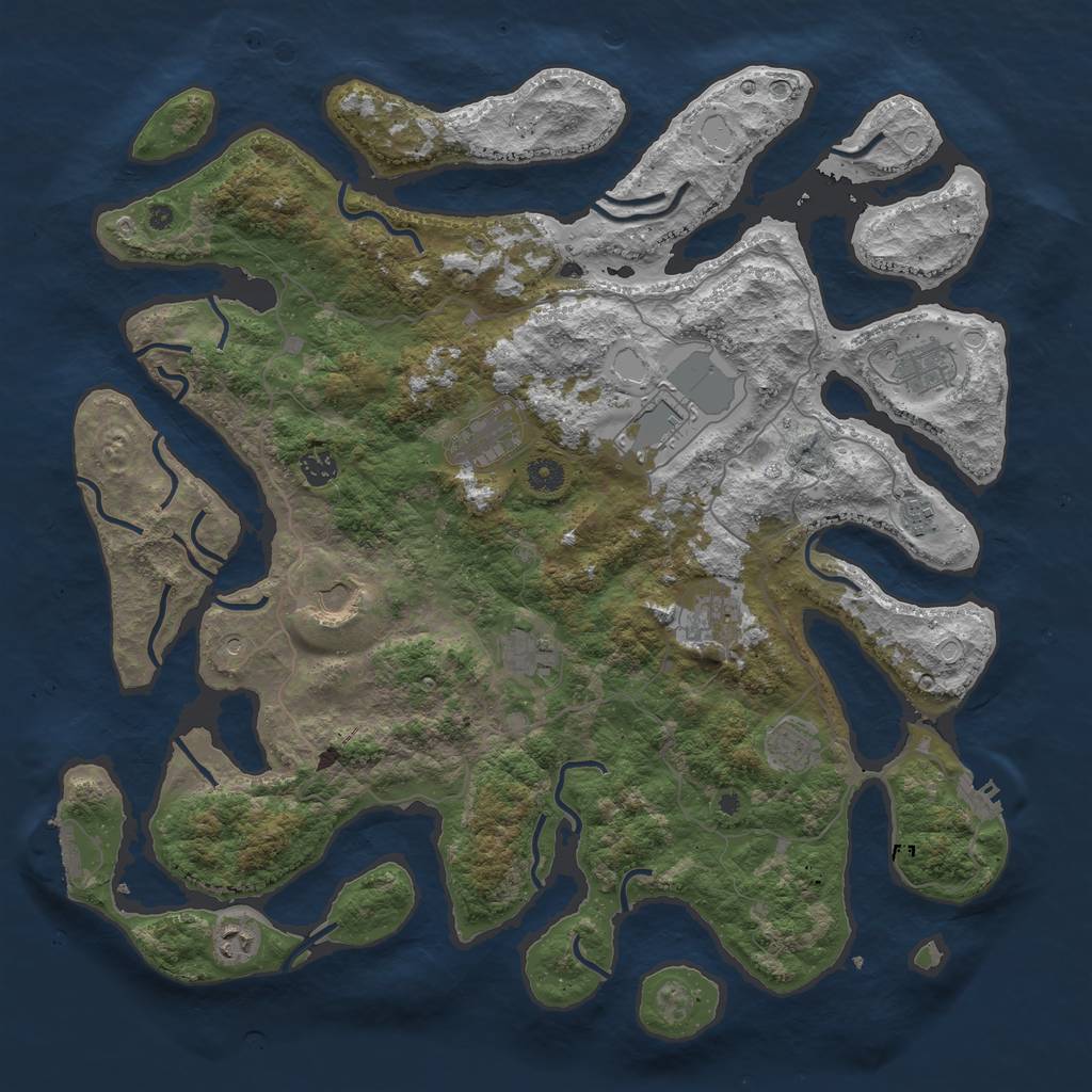 Rust Map: Procedural Map, Size: 4500, Seed: 8654756, 18 Monuments