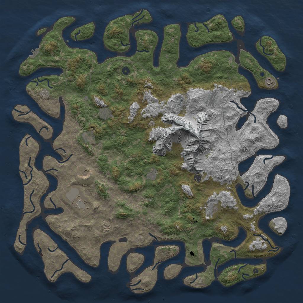 Rust Map: Procedural Map, Size: 6000, Seed: 1840797036, 18 Monuments