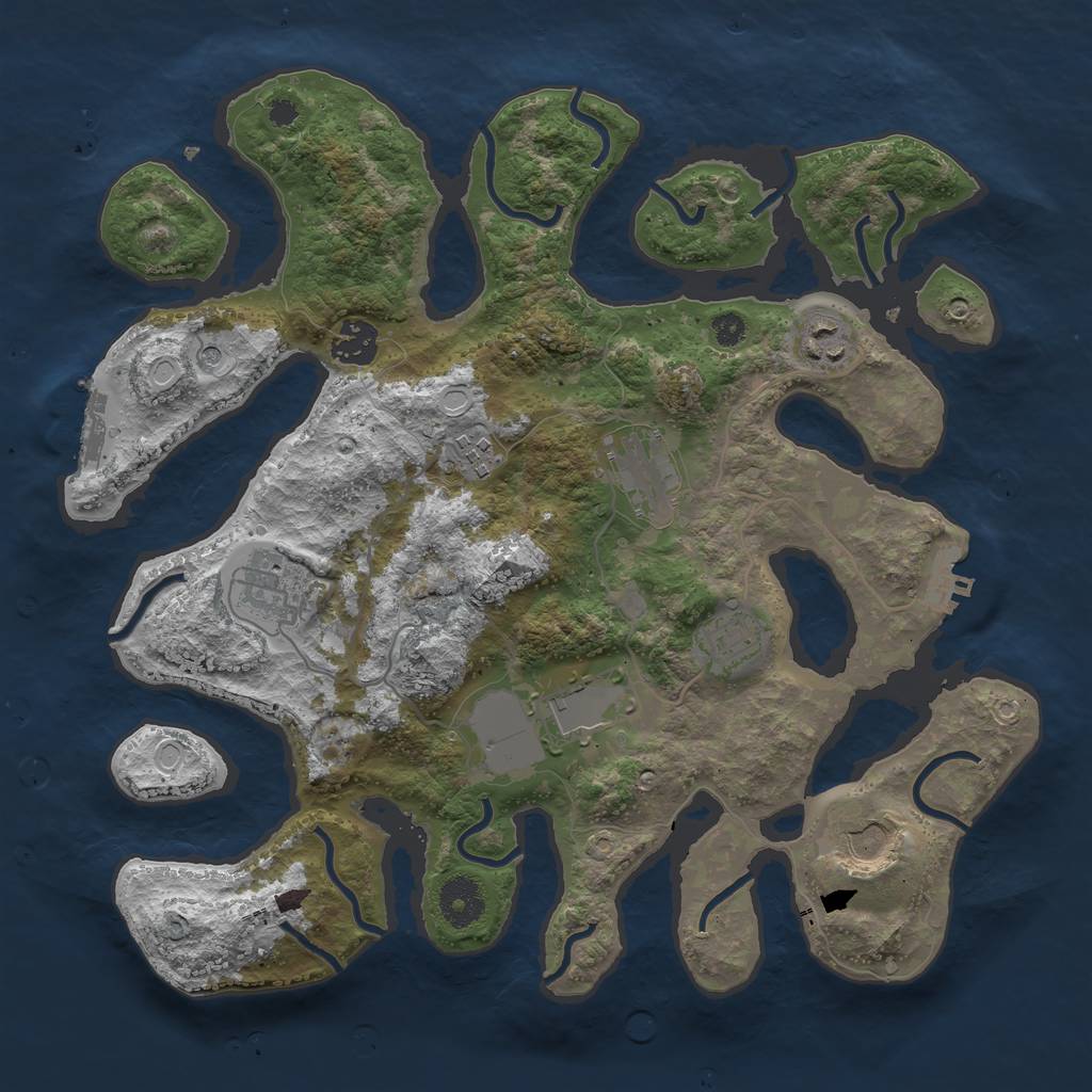 Rust Map: Procedural Map, Size: 3500, Seed: 930407, 16 Monuments