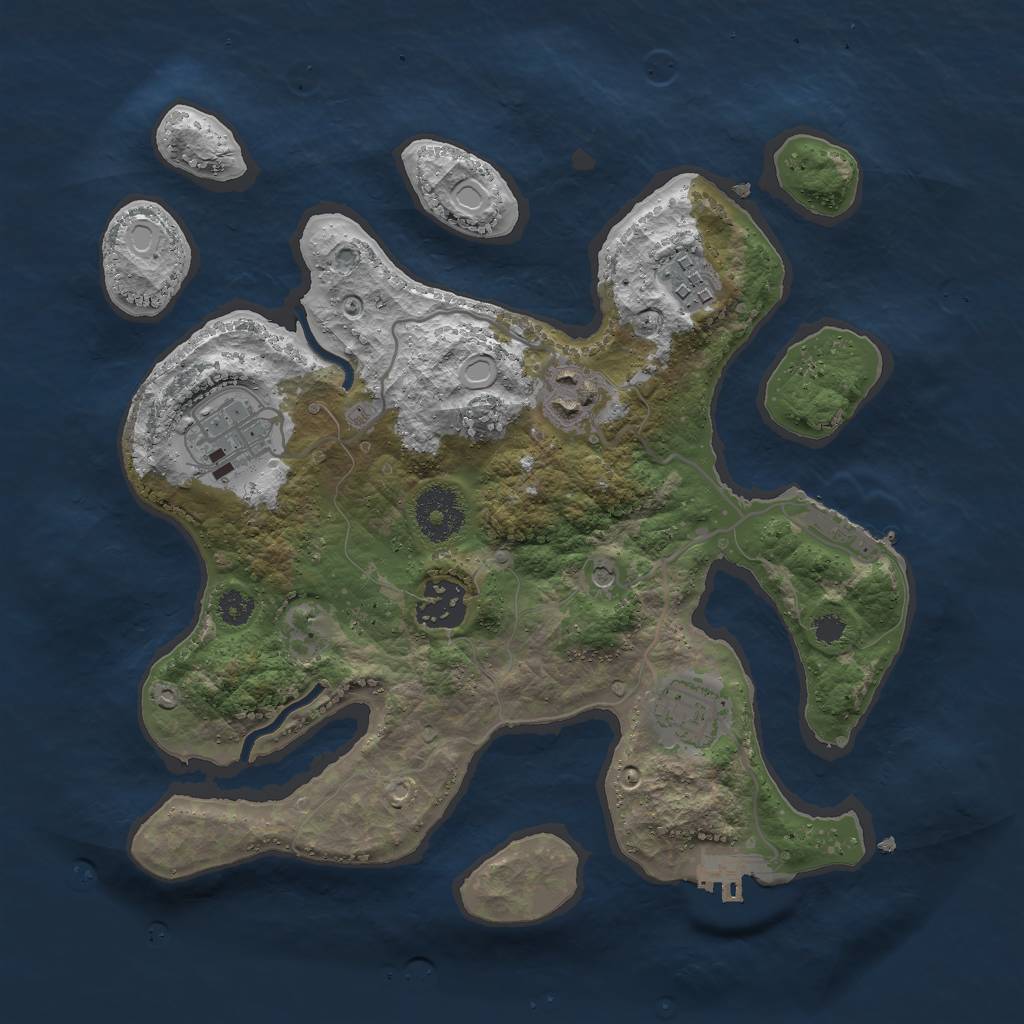 Rust Map: Procedural Map, Size: 3000, Seed: 893231064, 13 Monuments