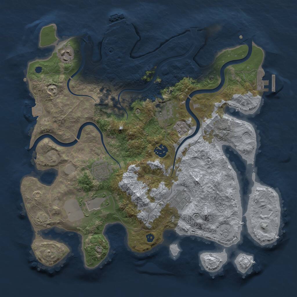 Rust Map: Procedural Map, Size: 3500, Seed: 41518862, 13 Monuments