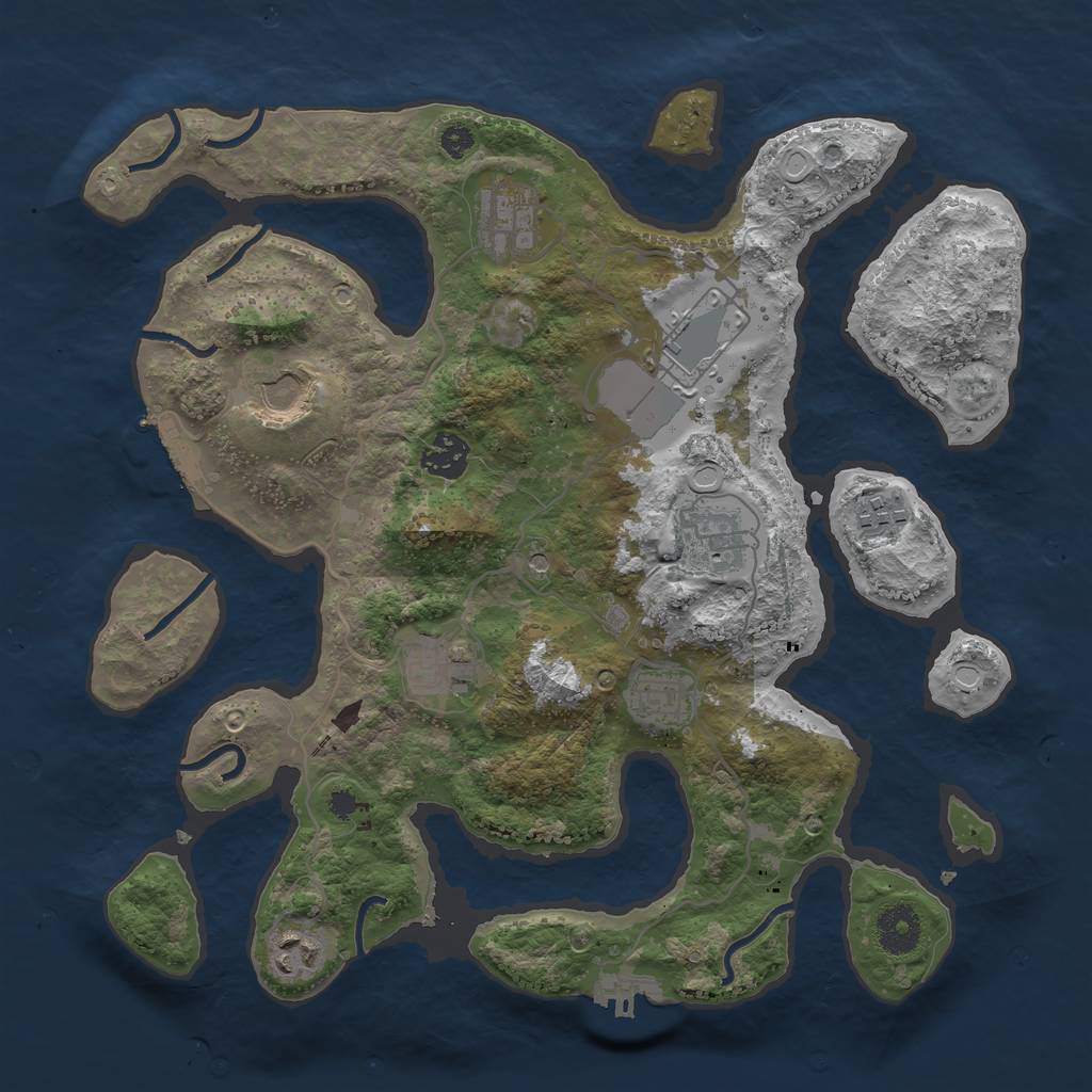 Rust Map: Procedural Map, Size: 3500, Seed: 3258410, 17 Monuments