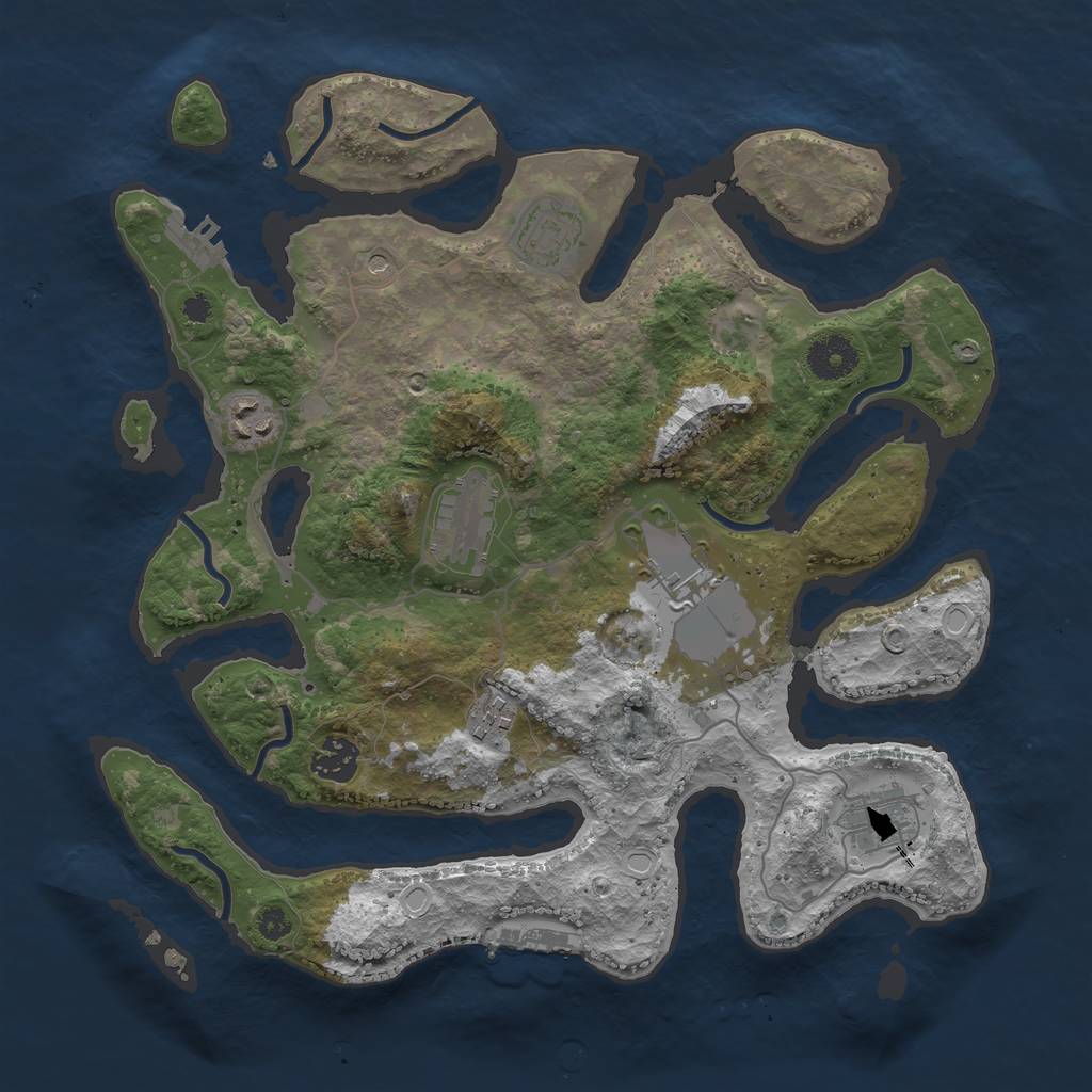 Rust Map: Procedural Map, Size: 3500, Seed: 12572, 15 Monuments