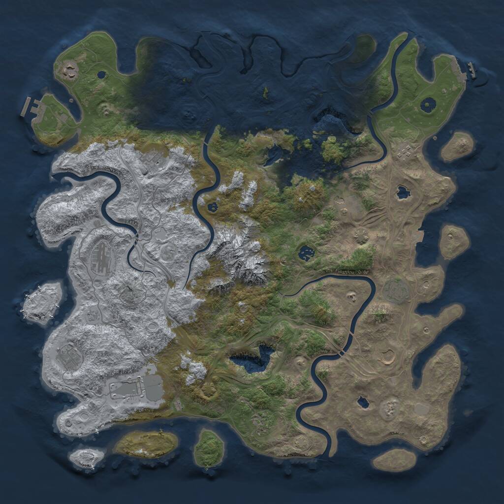 Rust Map: Procedural Map, Size: 5000, Seed: 2115456299, 17 Monuments