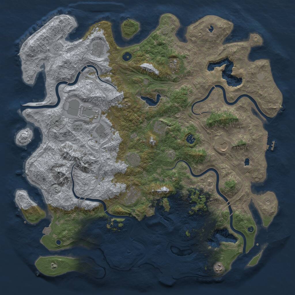 Rust Map: Procedural Map, Size: 5000, Seed: 1441133105, 17 Monuments