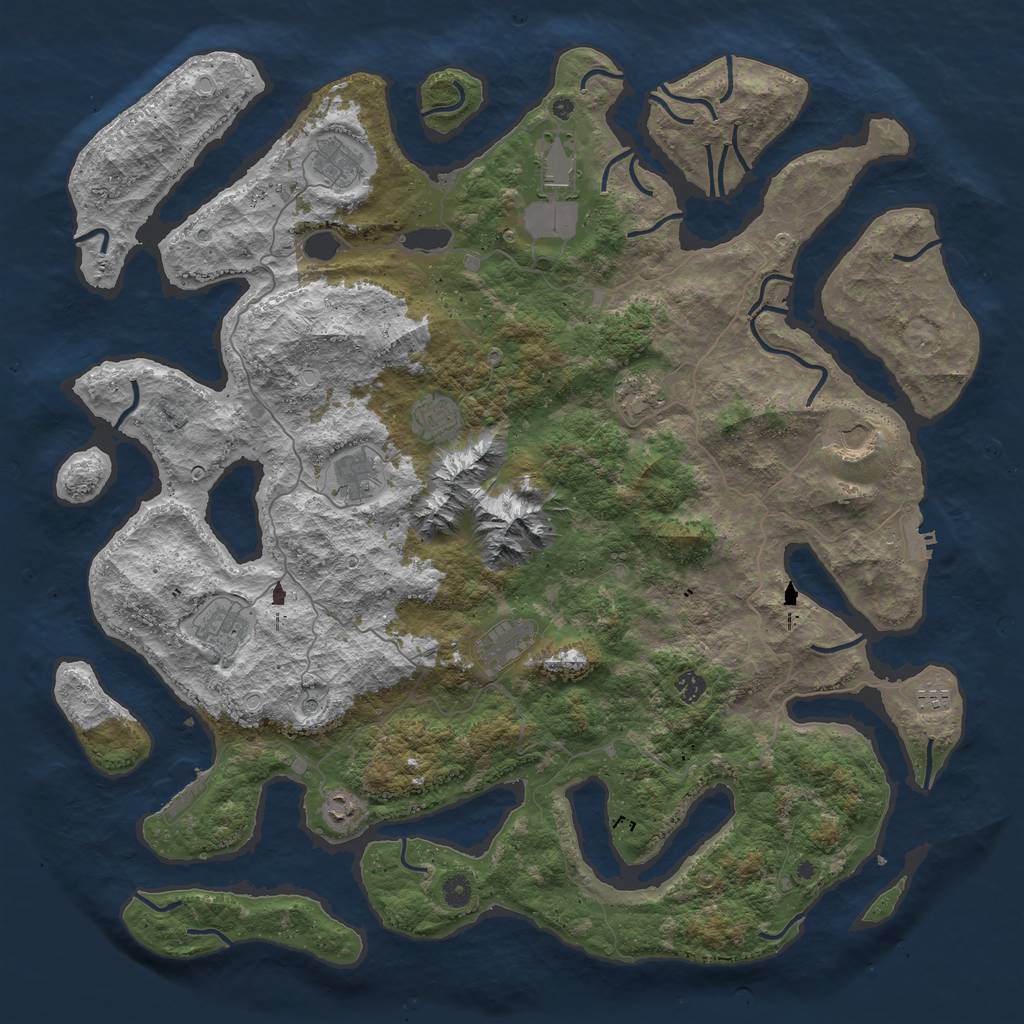 Rust Map: Procedural Map, Size: 5000, Seed: 1441133105, 19 Monuments