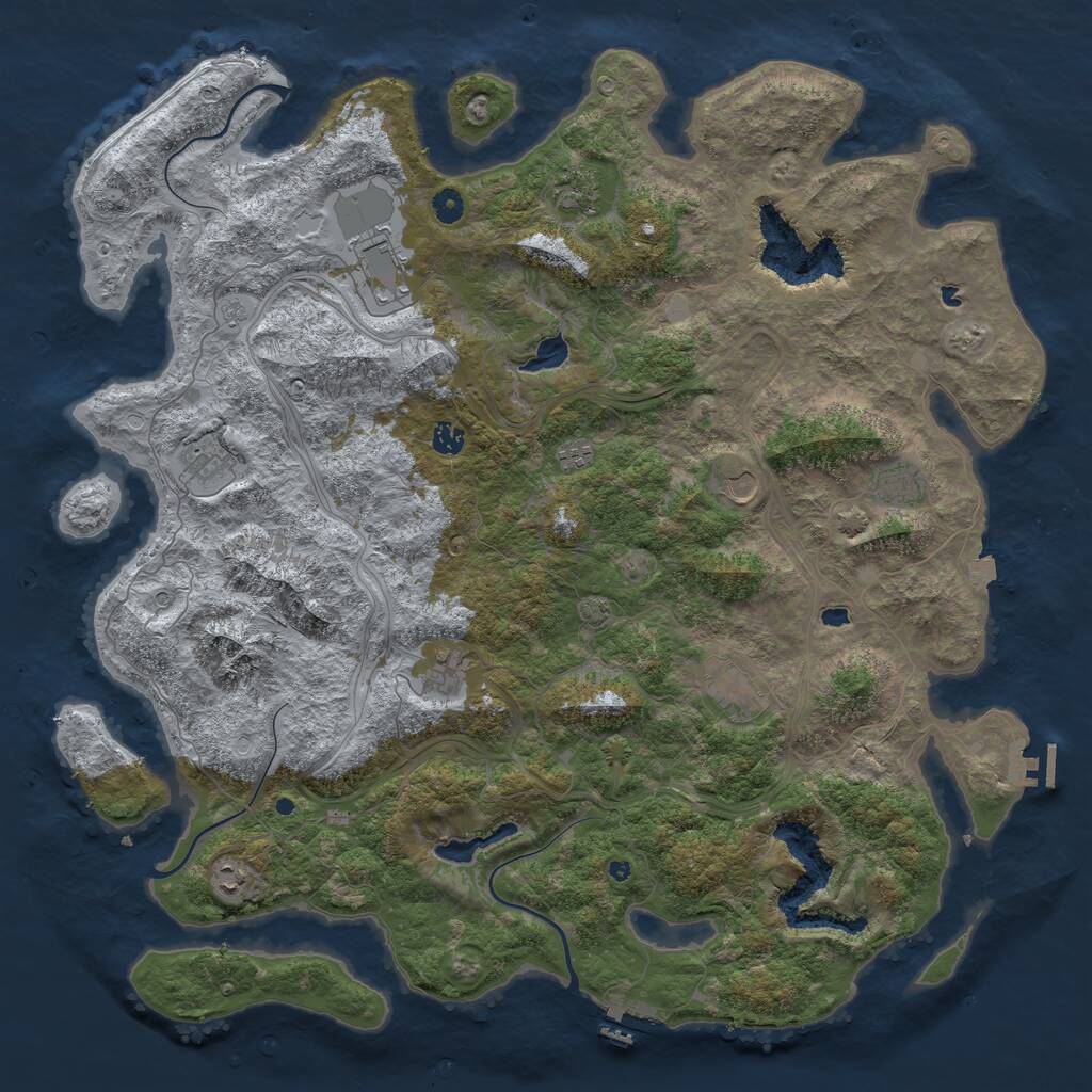 Rust Map: Procedural Map, Size: 5000, Seed: 1441133105, 16 Monuments
