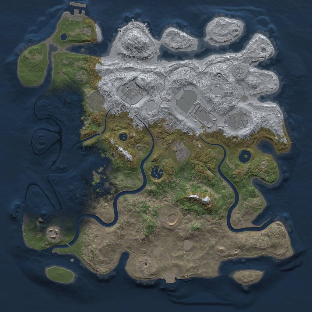 Rust Map: Procedural Map, Size: 3800, Seed: 908424169, 16 Monuments