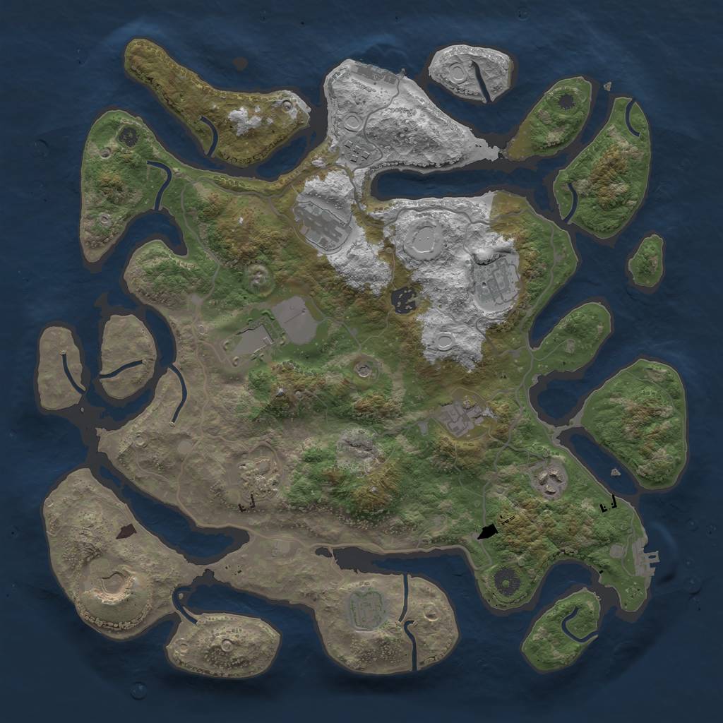 Rust Map: Procedural Map, Size: 4000, Seed: 1609940304, 18 Monuments