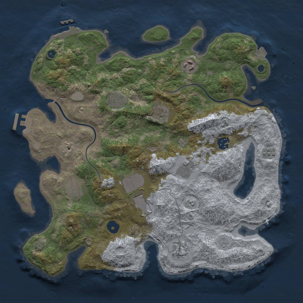 Rust Map: Procedural Map, Size: 3700, Seed: 332033095, 15 Monuments