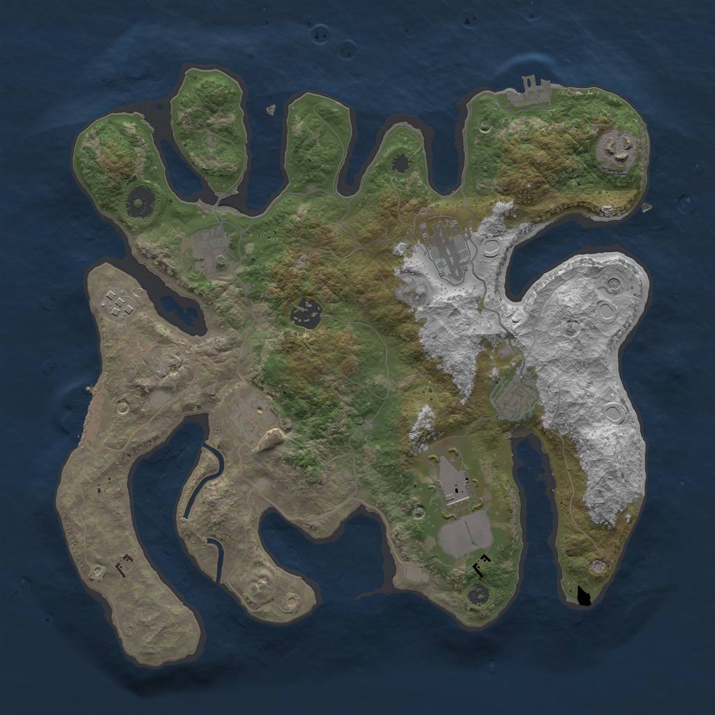 Rust Map: Procedural Map, Size: 3500, Seed: 1561627076, 16 Monuments