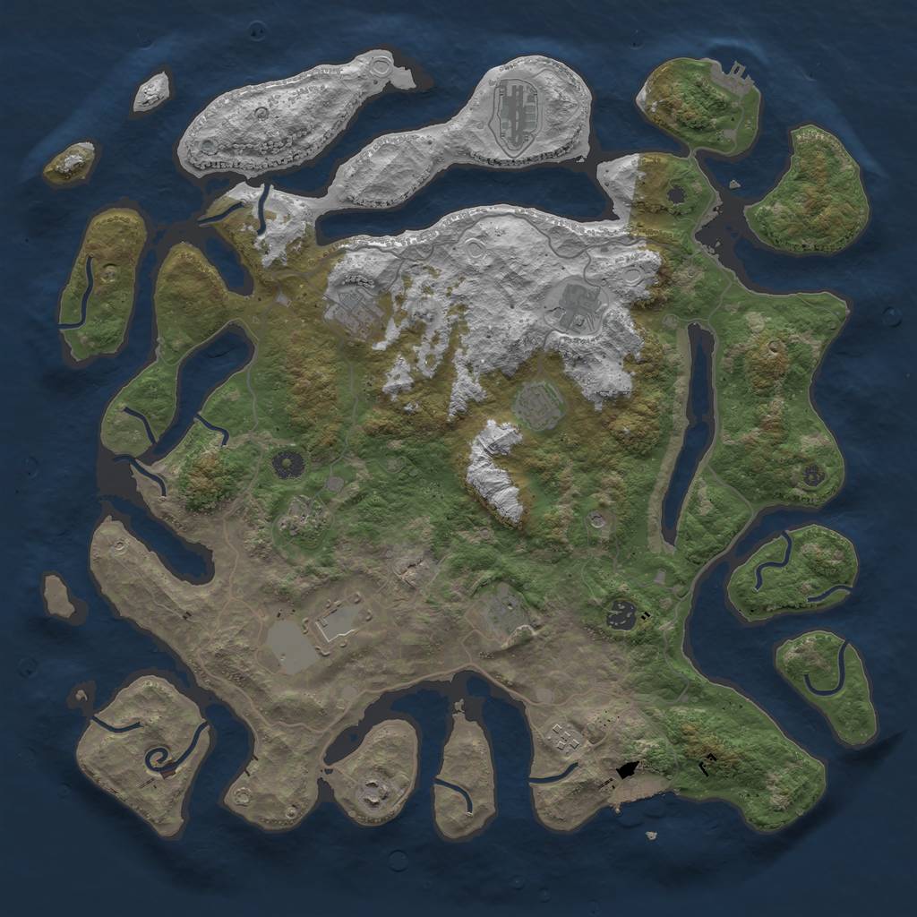 Rust Map: Procedural Map, Size: 4500, Seed: 789970776, 18 Monuments