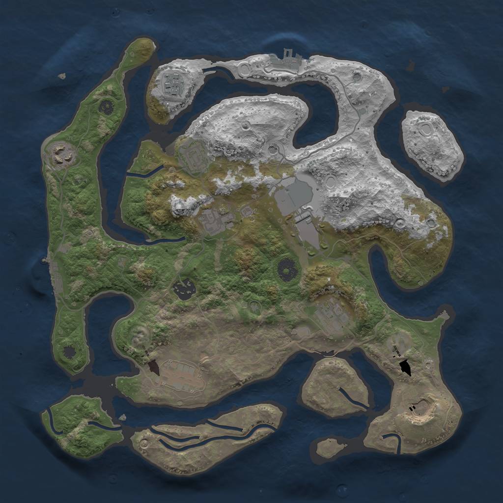 Rust Map: Procedural Map, Size: 3500, Seed: 995687629, 17 Monuments