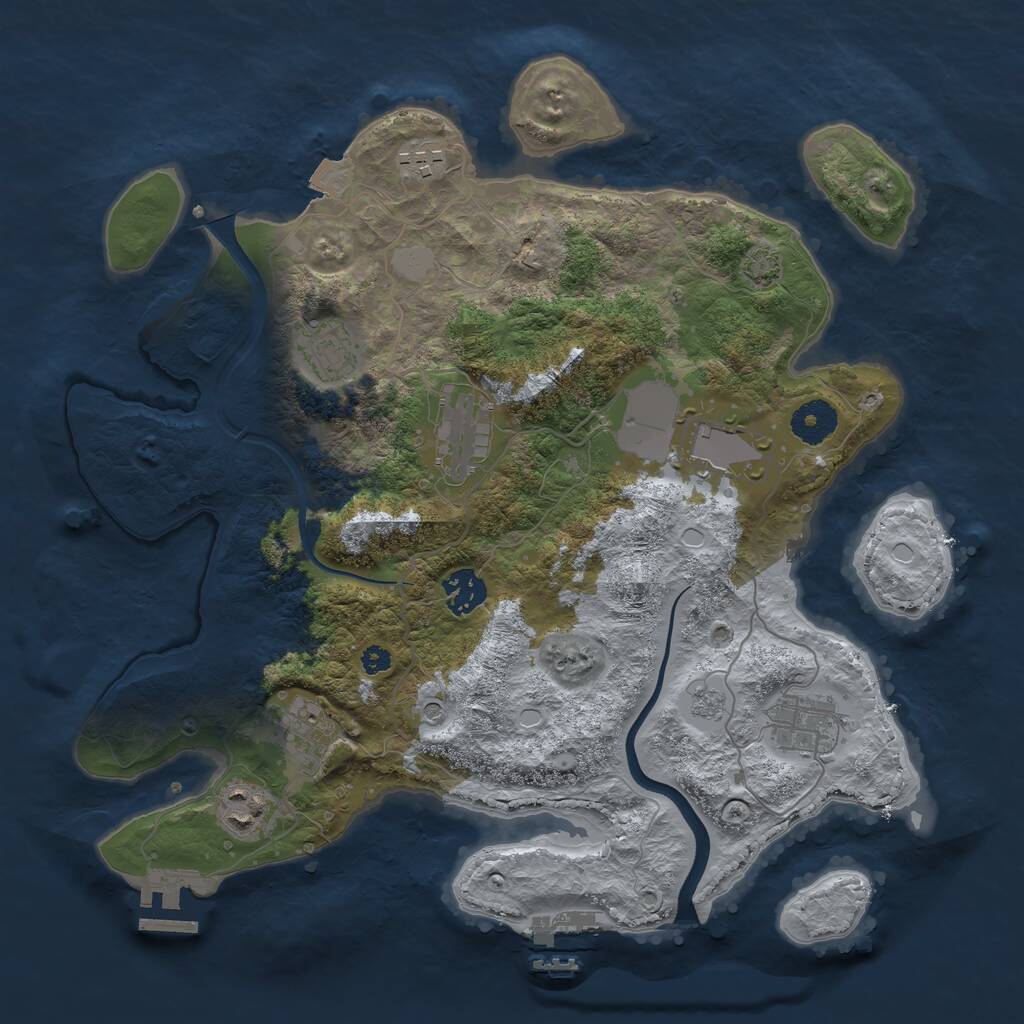 Rust Map: Procedural Map, Size: 3500, Seed: 55986, 14 Monuments