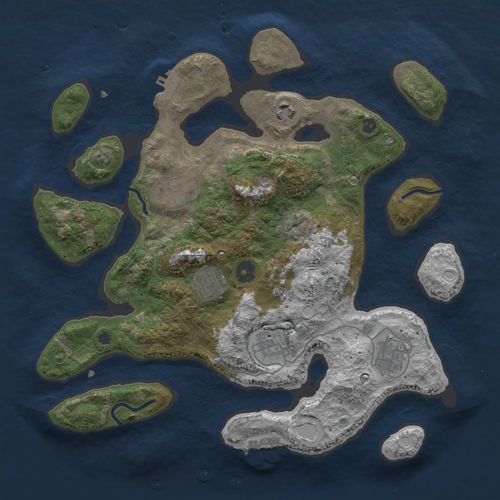 Rust Map: Procedural Map, Size: 3500, Seed: 55986, 13 Monuments