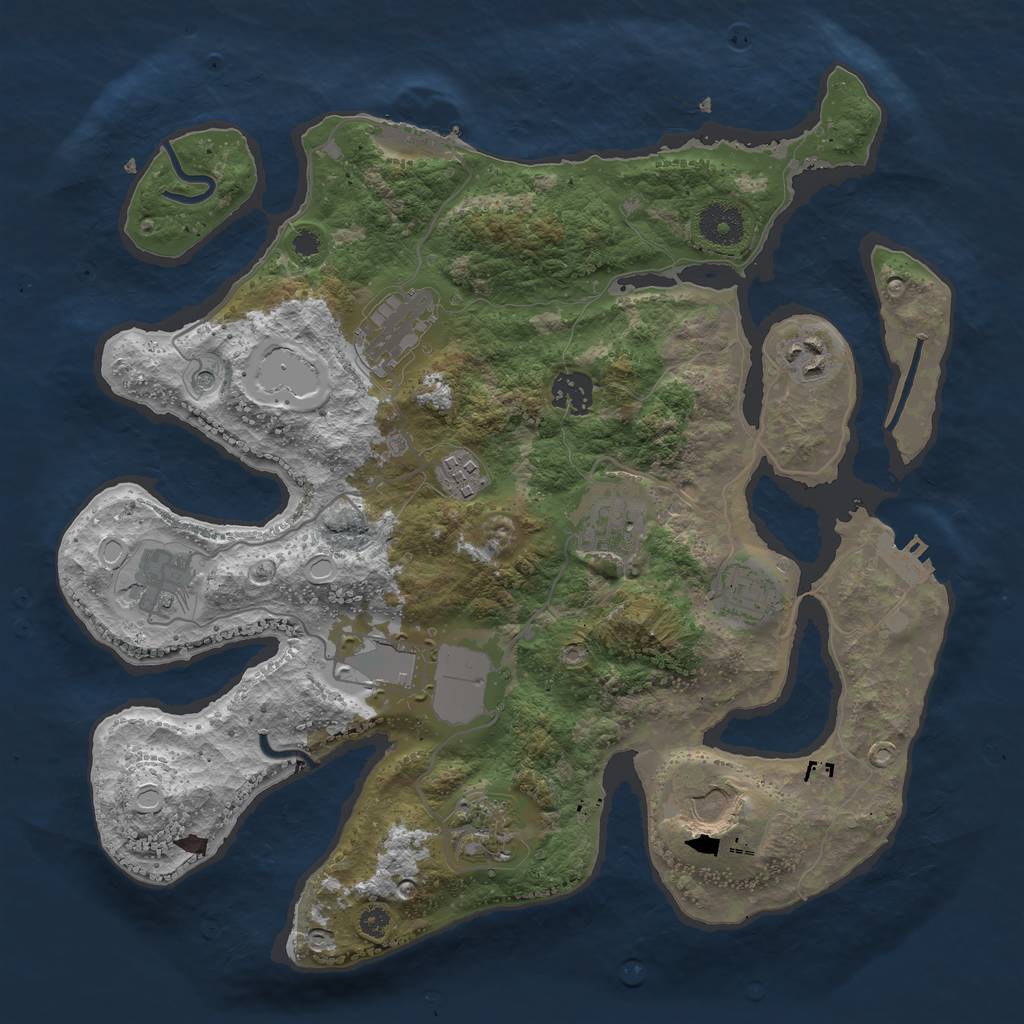 Rust Map: Procedural Map, Size: 3500, Seed: 1723977922, 18 Monuments