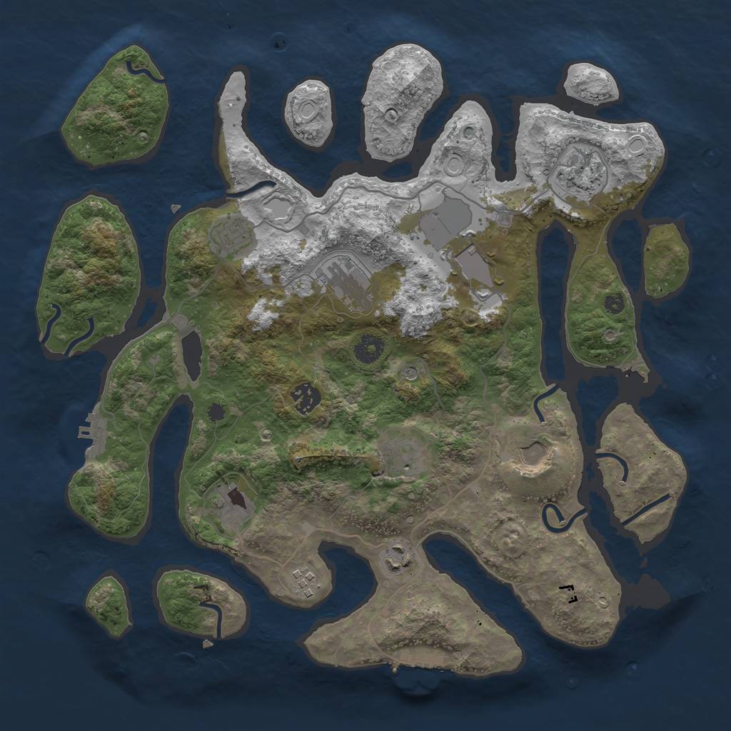 Rust Map: Procedural Map, Size: 3700, Seed: 7429456, 18 Monuments