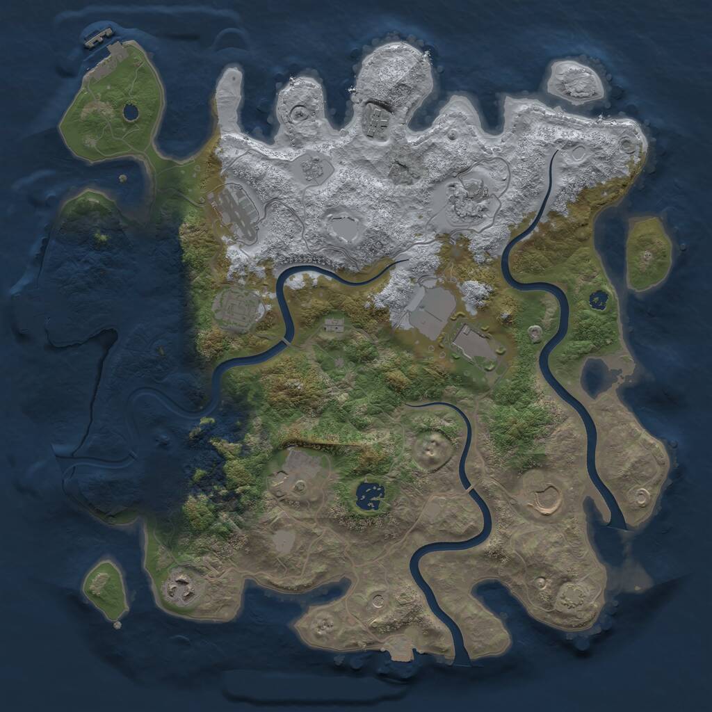 Rust Map: Procedural Map, Size: 3700, Seed: 7429456, 15 Monuments