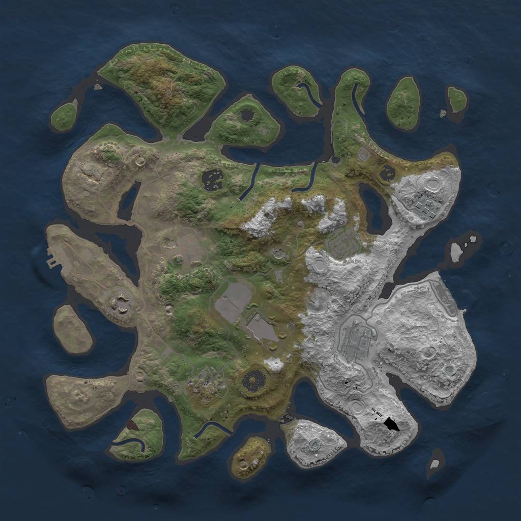 Rust Map: Procedural Map, Size: 3500, Seed: 714364, 16 Monuments