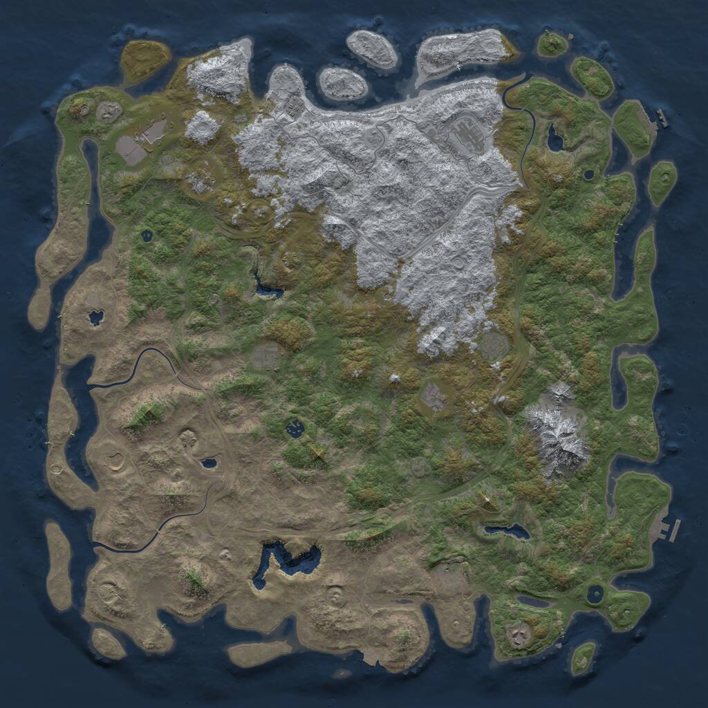 Rust Map: Procedural Map, Size: 6000, Seed: 87654000, 17 Monuments