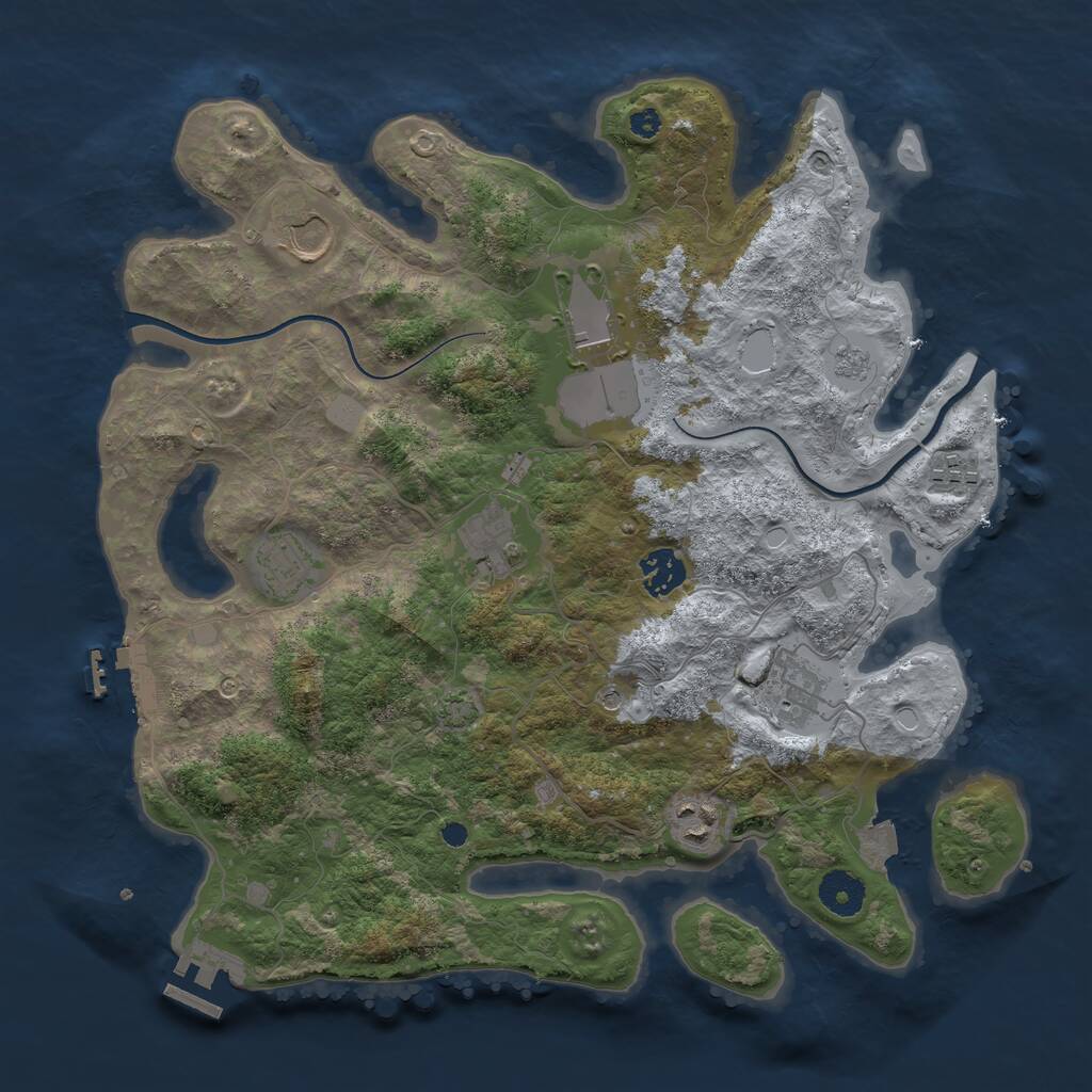 Rust Map: Procedural Map, Size: 3600, Seed: 670185526, 14 Monuments