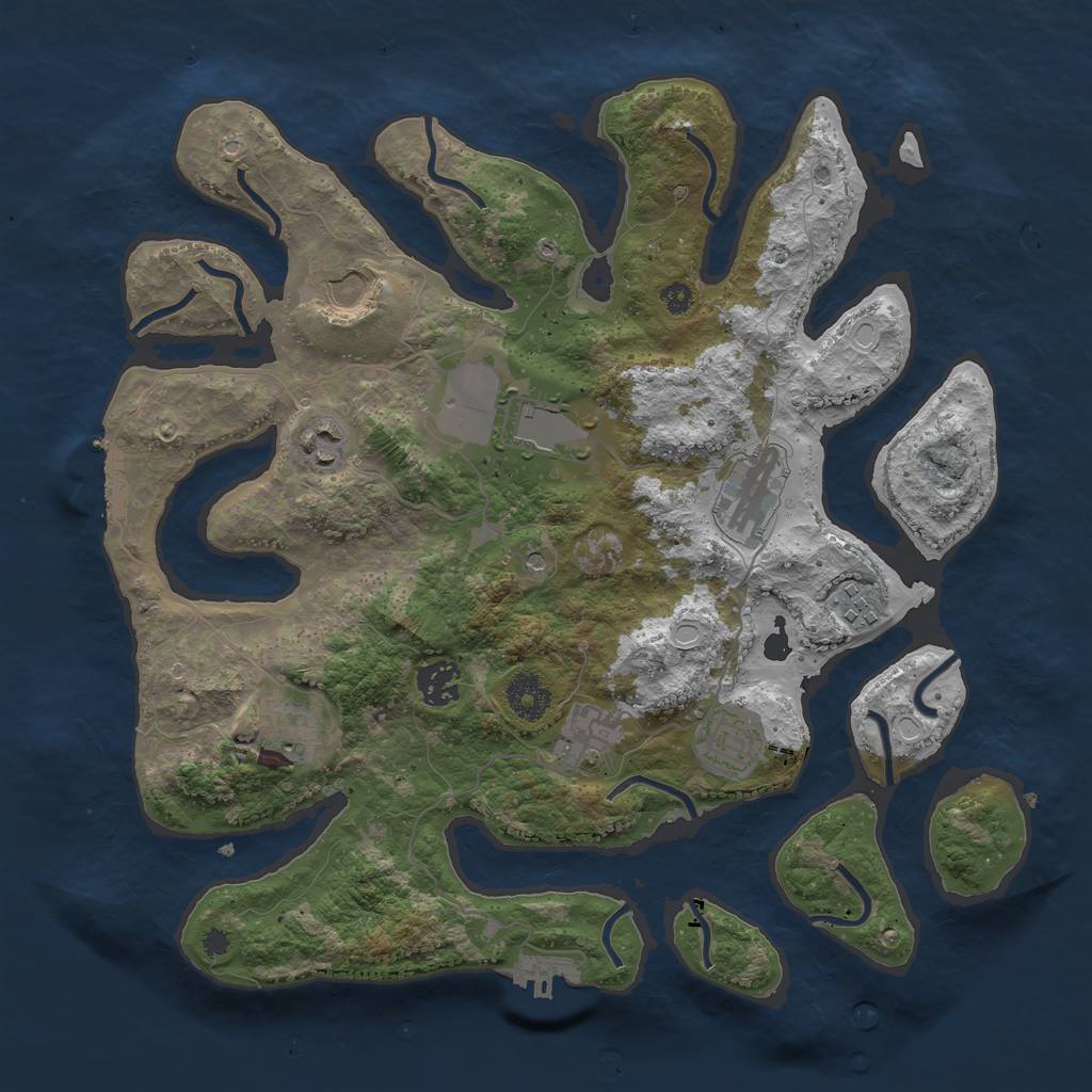 Rust Map: Procedural Map, Size: 3600, Seed: 670185526, 17 Monuments