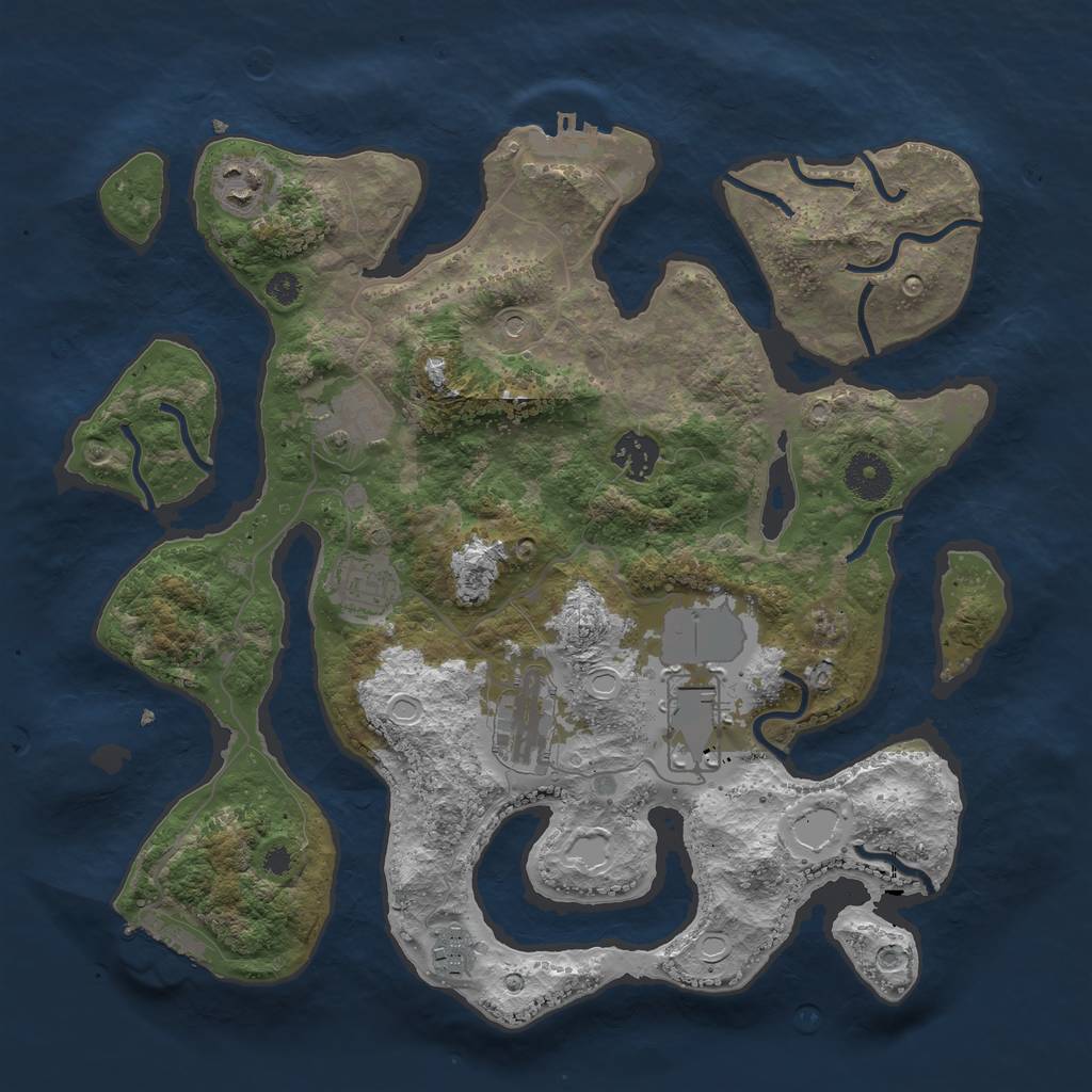 Rust Map: Procedural Map, Size: 3500, Seed: 11299, 15 Monuments