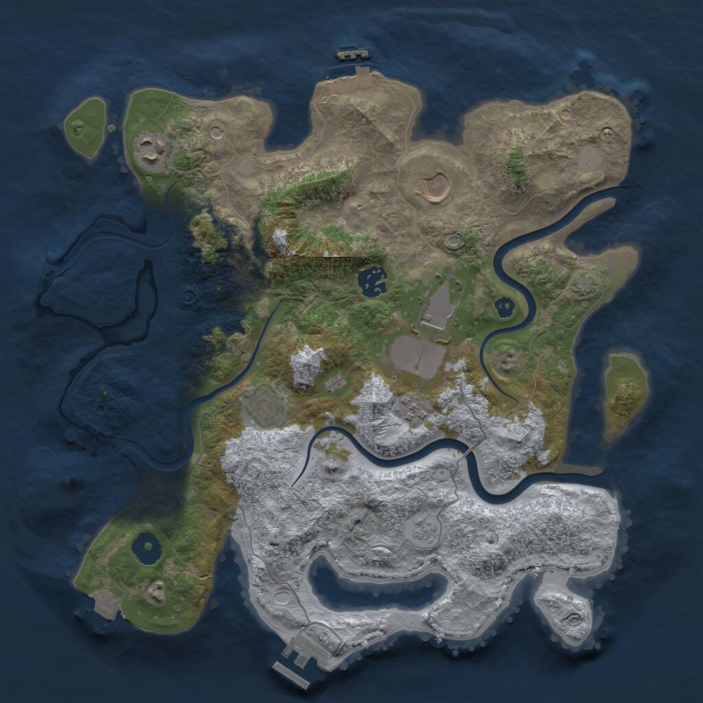 Rust Map: Procedural Map, Size: 3500, Seed: 11299, 12 Monuments