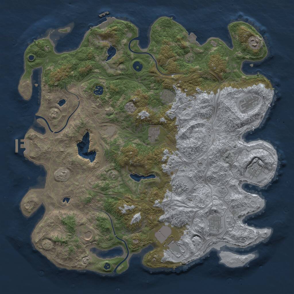 Rust Map: Procedural Map, Size: 4500, Seed: 10092021, 17 Monuments