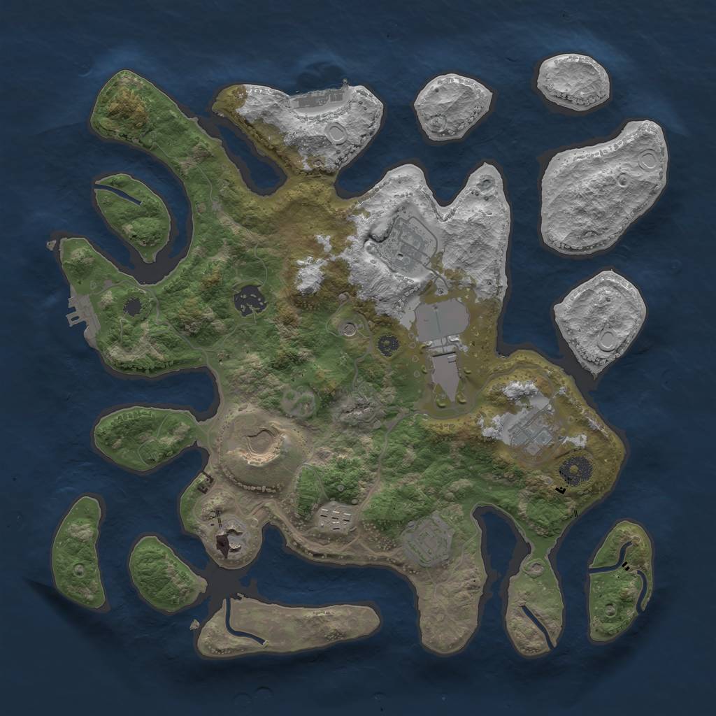 Rust Map: Procedural Map, Size: 3500, Seed: 242868075, 16 Monuments