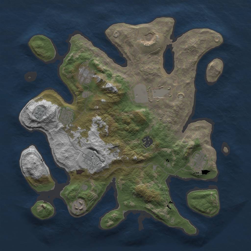 Rust Map: Barren, Size: 3500, Seed: 511, 12 Monuments