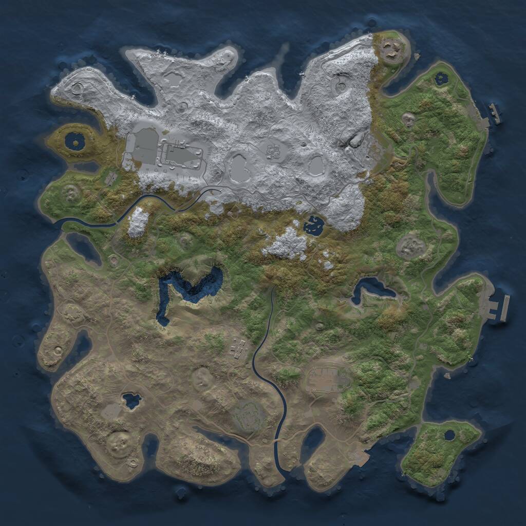 Rust Map: Procedural Map, Size: 4000, Seed: 1037502395, 13 Monuments