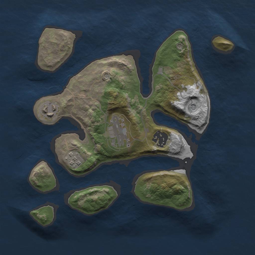 Rust Map: Barren, Size: 2500, Seed: 7411, 7 Monuments