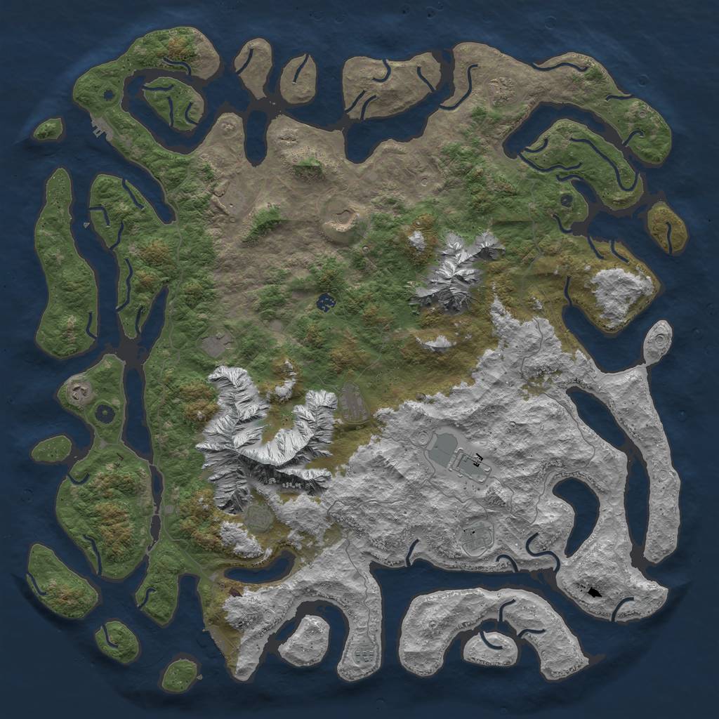 Rust Map: Procedural Map, Size: 6000, Seed: 657034098, 19 Monuments