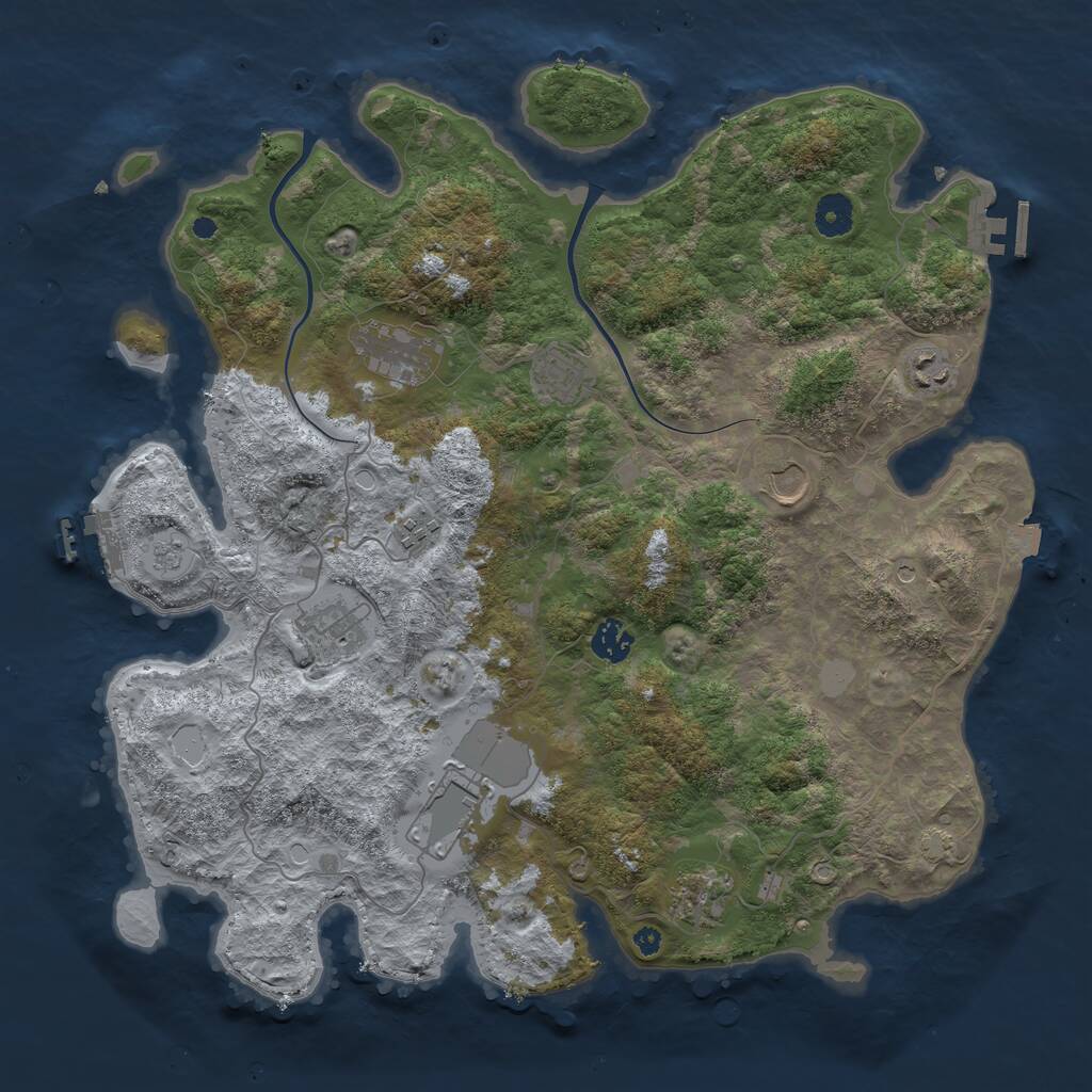 Rust Map: Procedural Map, Size: 3969, Seed: 1009, 15 Monuments