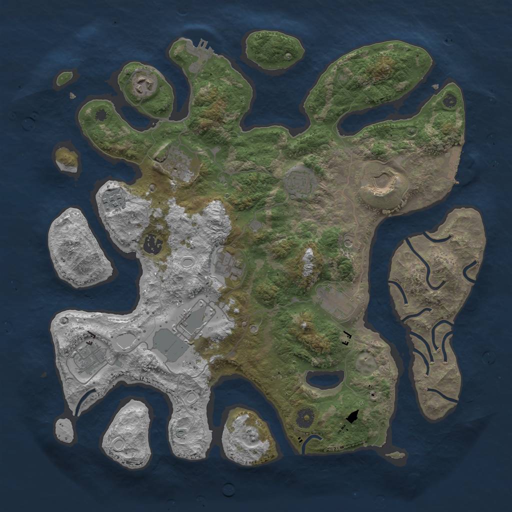 Rust Map: Procedural Map, Size: 3969, Seed: 1009, 18 Monuments