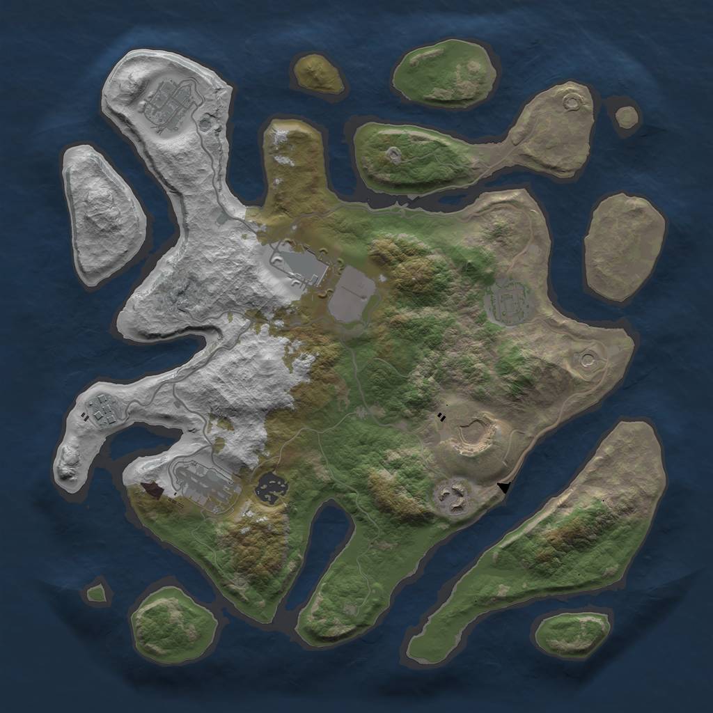 Rust Map: Barren, Size: 3500, Seed: 8366, 11 Monuments