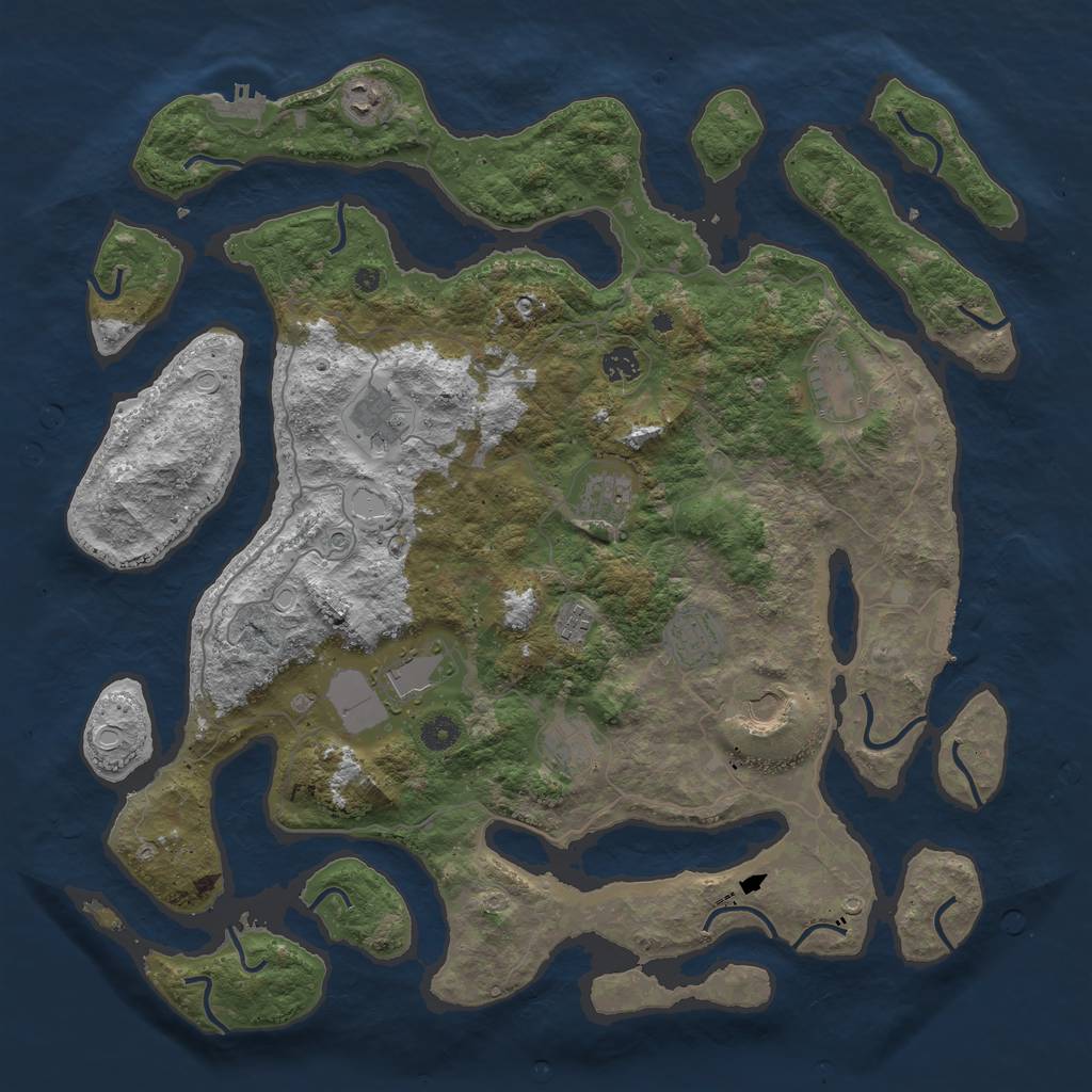 Rust Map: Procedural Map, Size: 4500, Seed: 81009, 18 Monuments