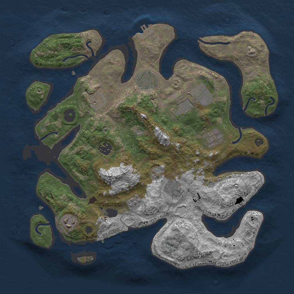 Rust Map: Procedural Map, Size: 3500, Seed: 997412, 16 Monuments