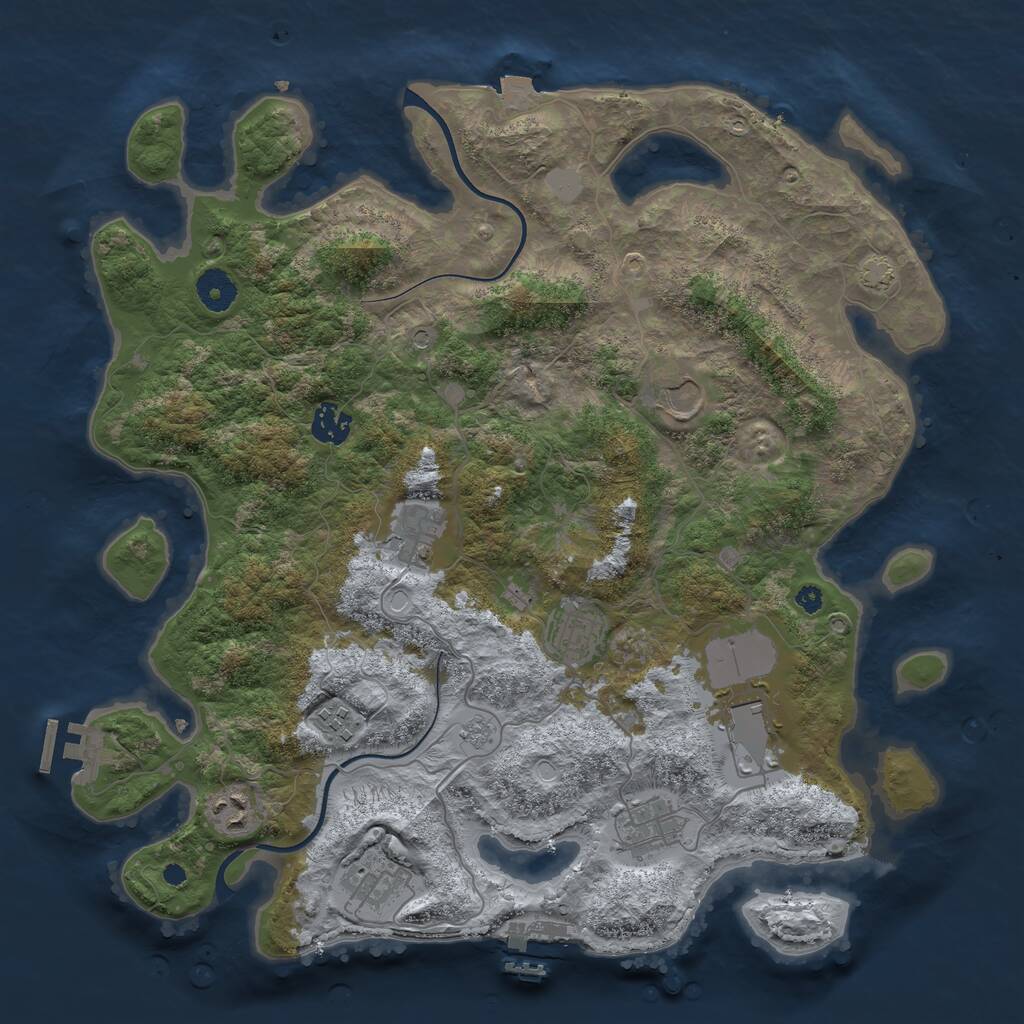 Rust Map: Procedural Map, Size: 3800, Seed: 131009, 15 Monuments
