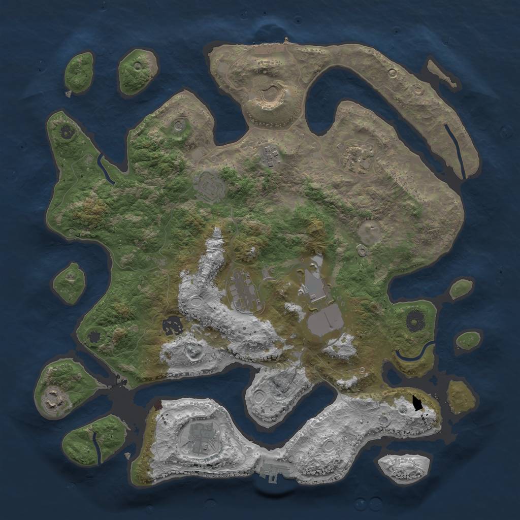 Rust Map: Procedural Map, Size: 3800, Seed: 131009, 17 Monuments