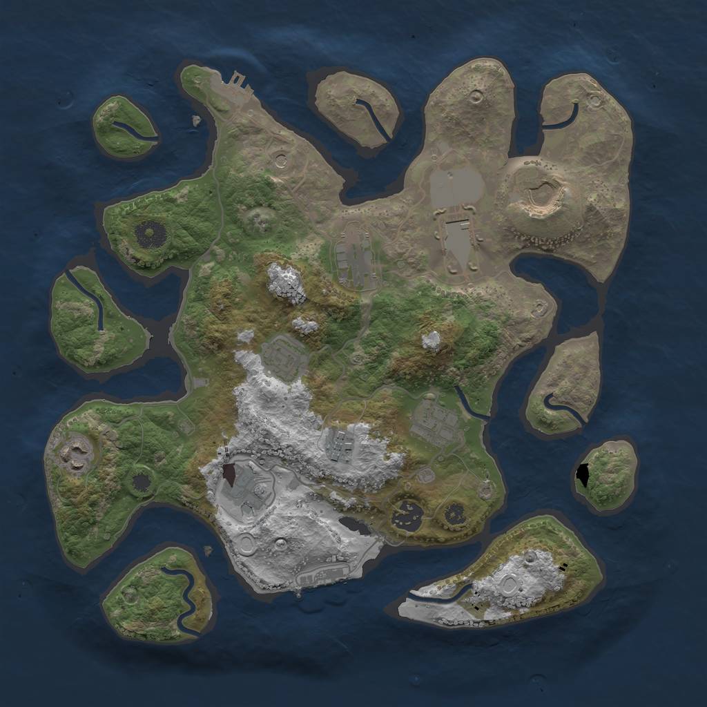 Rust Map: Procedural Map, Size: 3500, Seed: 1609359996, 17 Monuments