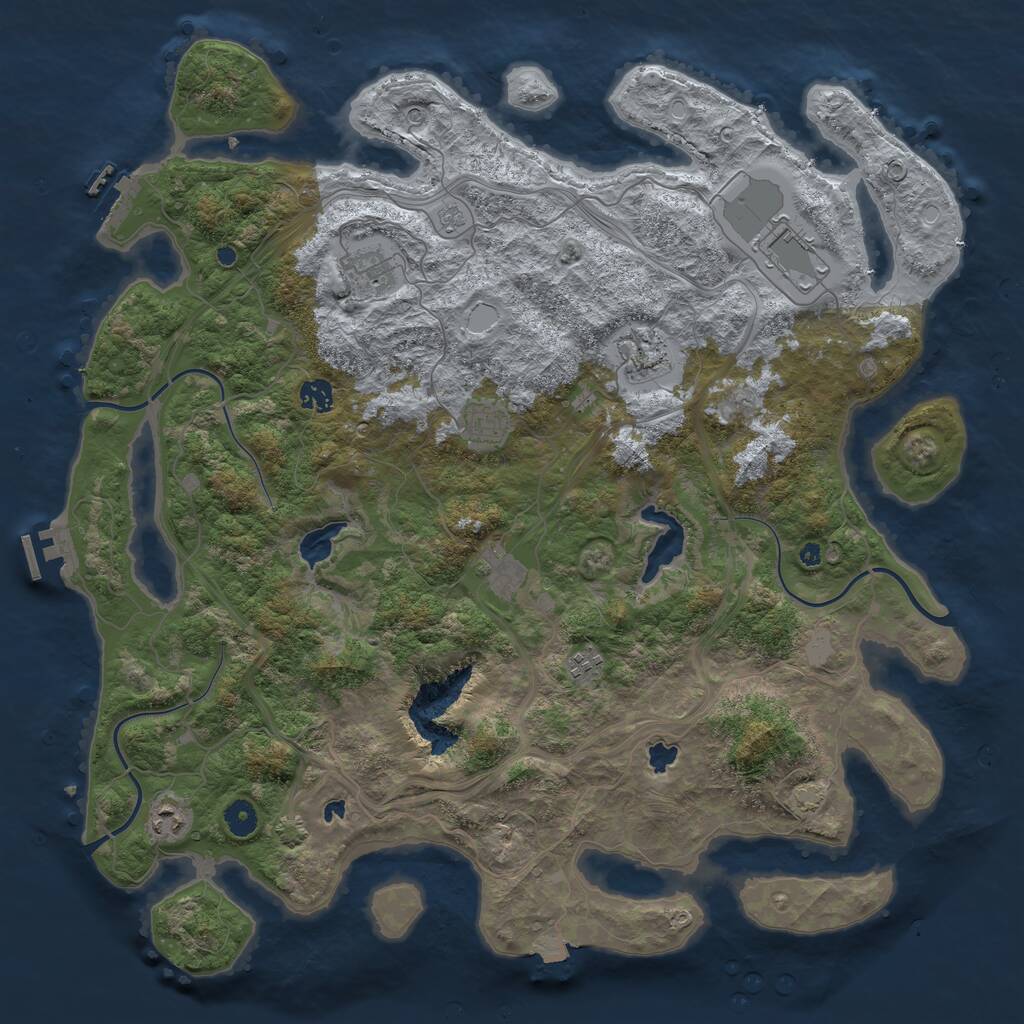 Rust Map: Procedural Map, Size: 4500, Seed: 11009, 14 Monuments