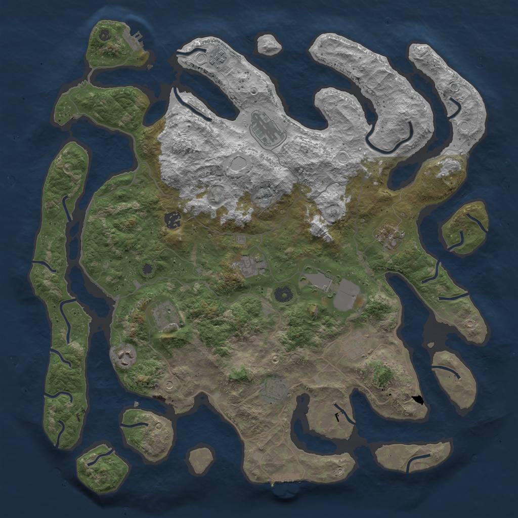 Rust Map: Procedural Map, Size: 4500, Seed: 11009, 18 Monuments