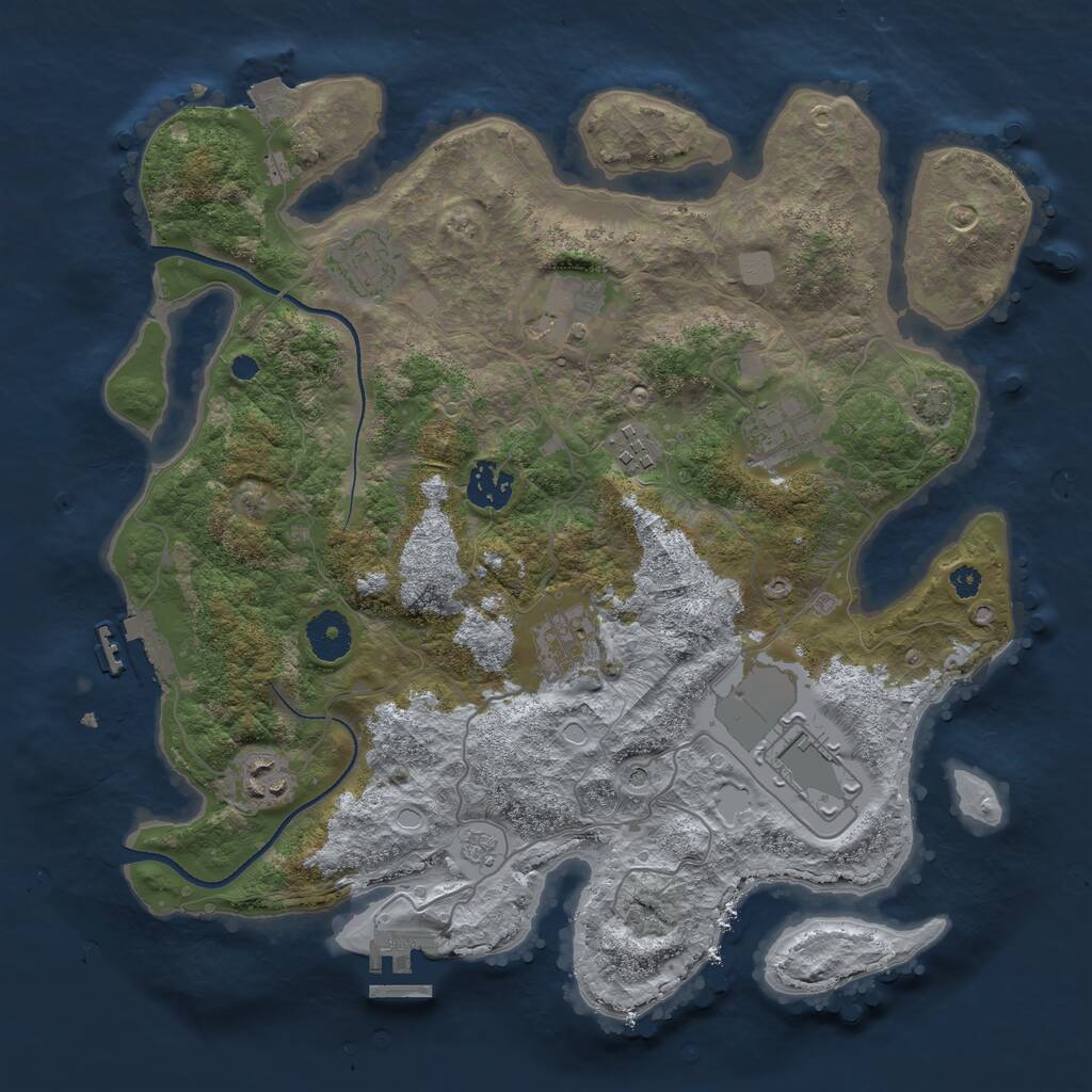 Rust Map: Procedural Map, Size: 3500, Seed: 1874475003, 14 Monuments